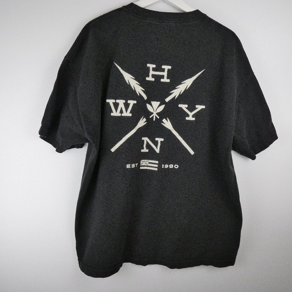 Hawaiian Style T-Shirt Mens 2XL Black Graphic HWYN Style 100% Cotton Tee